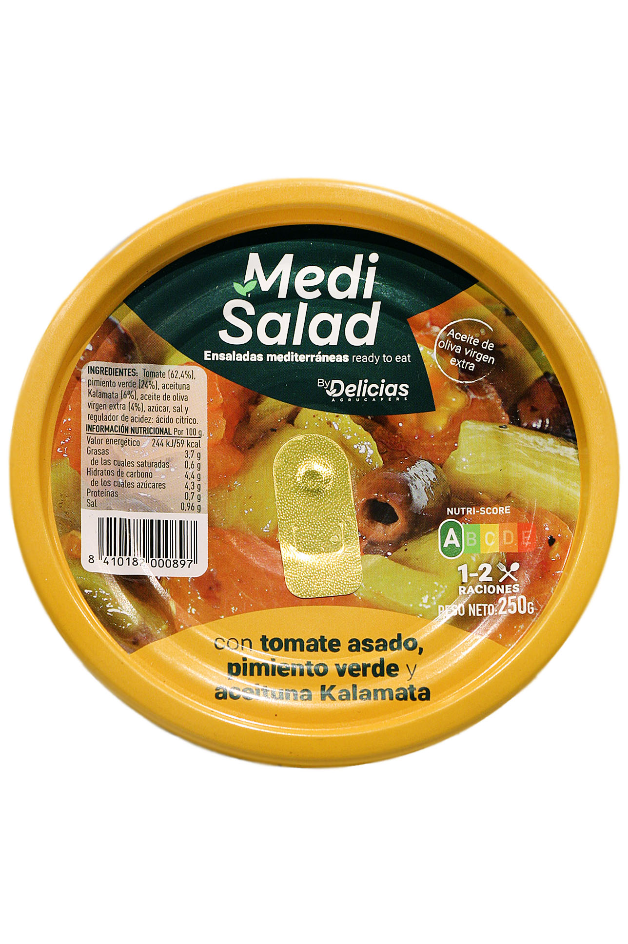 Ensalada Con Tomate Asado, Pimiento Verde Y Kalamata Medi salad